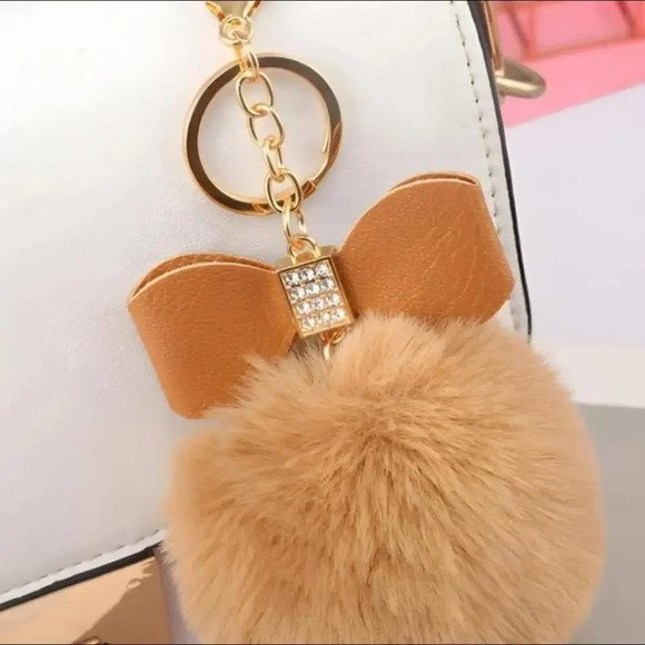 SHEIN Women's Rhinestone Decor Pom Pom Charm Fashion Keychain - Picture 1 of 12